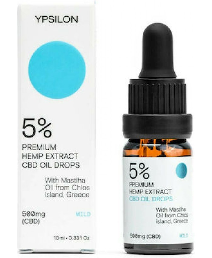 Ypsilon 500mg 5% Premium Hemp Extract Cbd Oil Drops Mild 10ml Μαστίχας